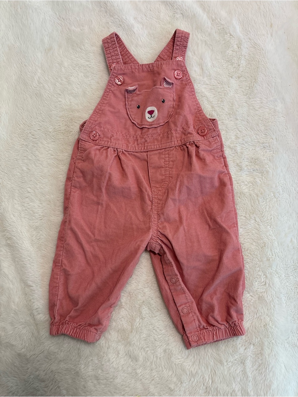Carter's Rose Corduroy Bear Face Overalls 6 months baby girl
